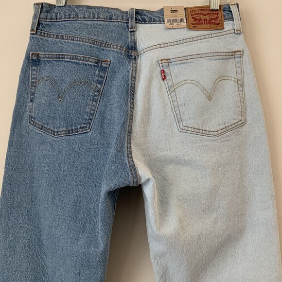 Levi’s Blue 2-tone 501 Cropped Waterless Rigid Jeans 31 - Picture 10 of 13